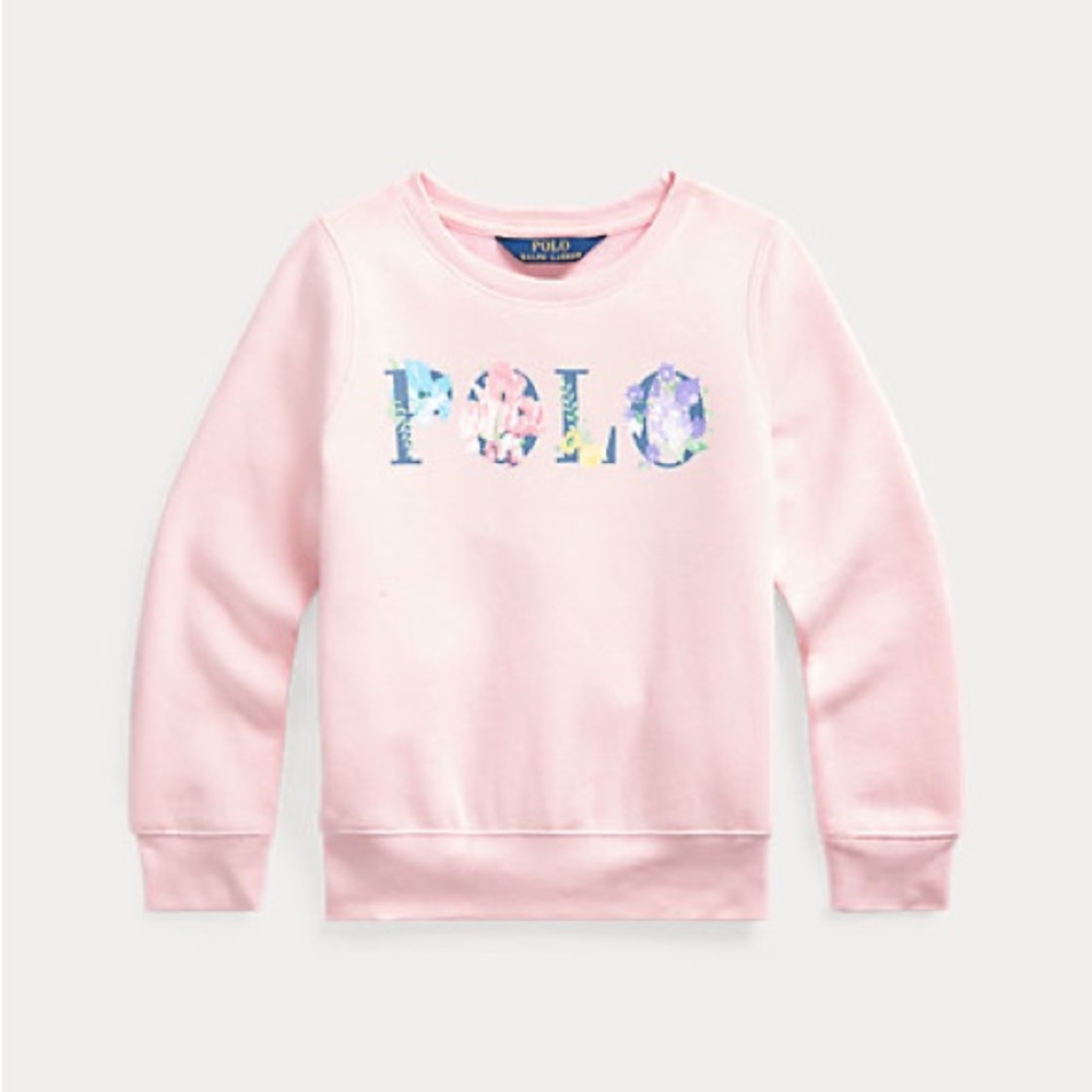 Kids Blue Floral Logo Polo Sweatshirt